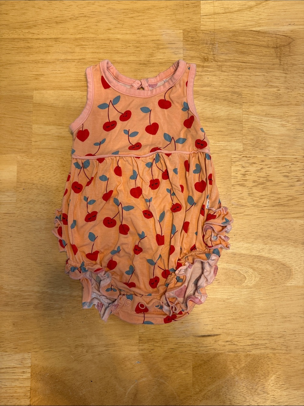 Baby Cherry Print Peach Romper